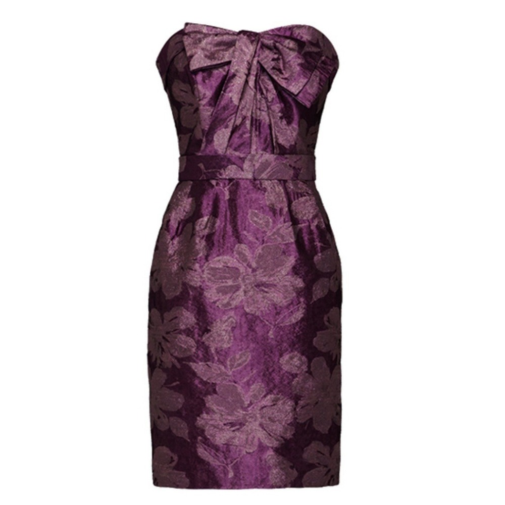 White By Vera Wang Style VW360144 Bridesmaid Cocktail Dress Gold Purple Size 4